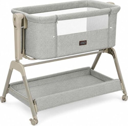 Ezebaby Baby Bassinet Bedside Crib, 3-in-1 Rocking Bassinet Bedside Sleeper Comfy Mattress and Wheels, 6-Height Adjustable, Stable and Secure Crib for Newborn Infant