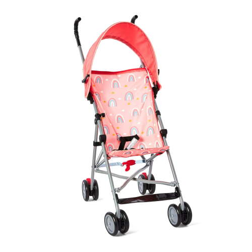 Parent's Choice Baby Umbrella Stroller with Adjustable Canopy, Compact Fold, 3-Point Harness, Pink Rainbow (Out Of Box)