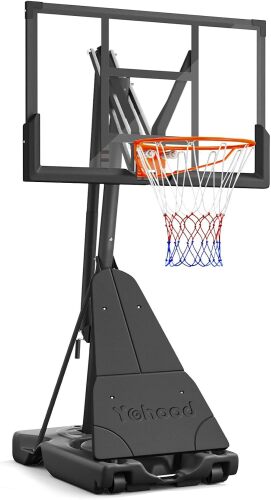 Yohood Basketball Hoop Outdoor Portable, 10ft Quickly Adjustable Basketball Goal System with Wheels for Court/Backyard/Driveway