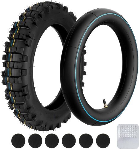 80/100-12 Dirt Bike Tire,3.00-12 Dirt Bike Tire & Inner Tube Set for 90cc 110cc 125cc CRF70 KLX110 TTR90 PW80 SSR Coolster Off-Road Motocross Motorcycle