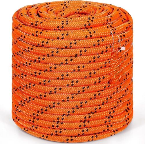 Double Braided Polyester Rope 3/4 in x 220 ft 24 Strands Orange/Black