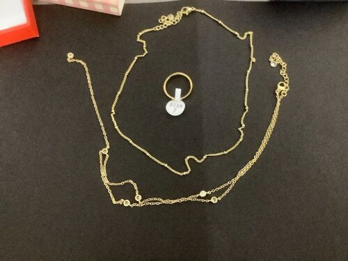 Gold Station Necklaces and Ring Set