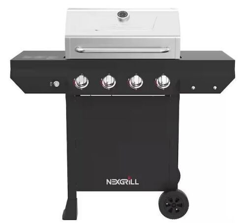 Nexgrill 4-Burner Propane Gas Grill in Black with Stainless Steel Main Lid