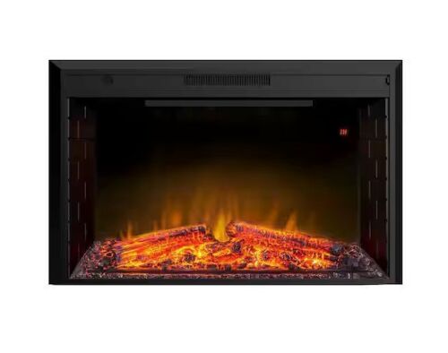 Boyel Living 43 in. Classic Brick Background LED Touch Recessed Wall Electric Fireplace 400sq Ft in Black
