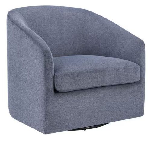 OSP Home Furnishings Parker Blue Fabric Swivel Barrel Chair