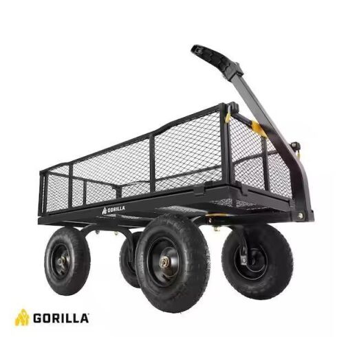 GORILLA CARTS 1,200 lb. Heavy-Duty Steel Utility Garden Cart, 6 cu. ft. Capacity, 13 in. Pneumatic Wheels, 2-in-1 Pull or Tow Handle