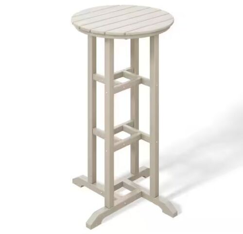 WESTIN OUTDOOR Laguna 24 in. Round Pub Height HDPE Plastic Dining Outdoor Bar Bistro Table in Sand