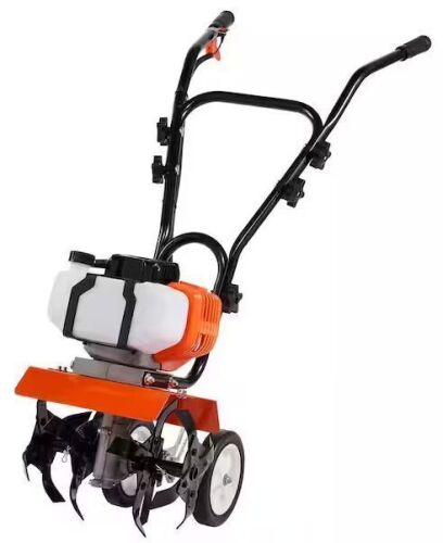 VEVOR 43CC 2-Stroke Garden Tiller Cultivator, 4 Steel Adjustable Front Tines