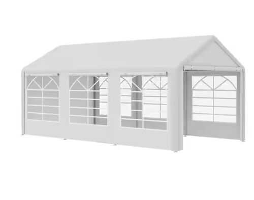 Outsunny 10 ft. x 20 ft. White Heavy-Duty Canopy with Removable Sidewalls and Doors