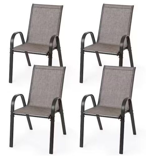 Stackable Textilene Patio Dining Chairs (Set of 4)