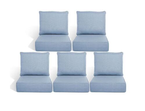 Bellefurn Duraolex 22 in. W x 24 in. D x 6 in. Thick 10-Piece Deep Seating Outdoor Lounge Chair Olefin Cushion, Baby Blue