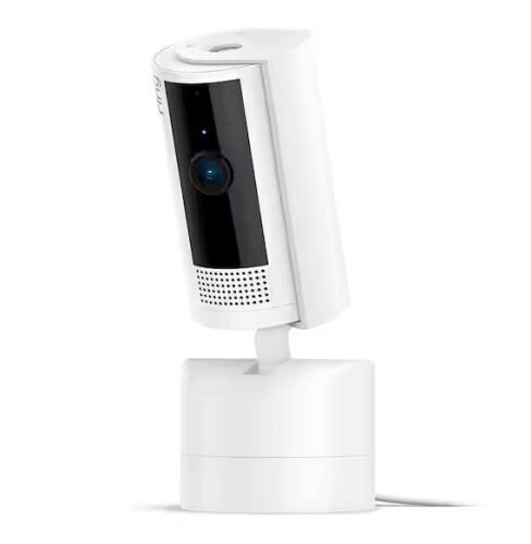 Ring Pan-Tilt Indoor Cam Plug-in Security Camera with 360° Horizontal Pan Coverage, Live View and Two-Way Talk, White