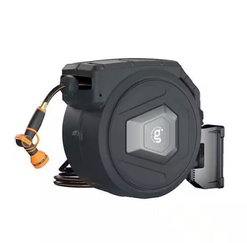 Giraffe Tools Premium Instant Glide Retractable Garden Hose Reel 5/8 in., 90 ft., Metal Bracket