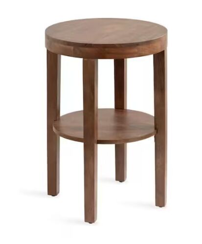 Kate and Laurel Talcott 16.00 in. Walnut Brown Round Solid Wood End Table