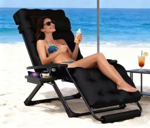 29 in. W Oversized Zero Gravity Chair with Black Removable Cushion and Headrest