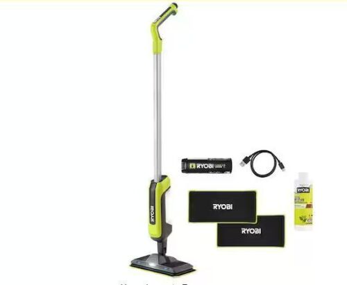 RYOBI USB Lithium Cordless Agitating Spray Mop Kit with 2.0 Ah Battery, Charging Cable, (2) Microfiber Cloth Pads, and Formula