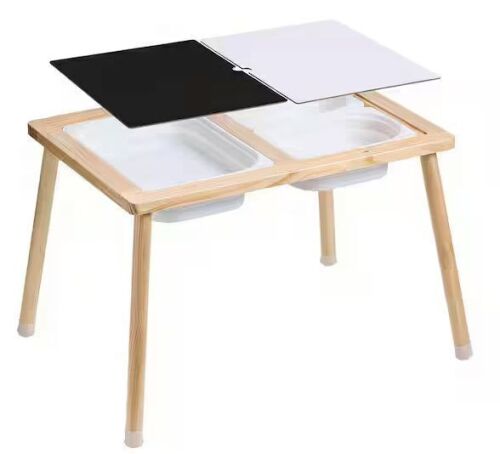 VEVOR Kids Sensory Activity Table with 3 Foldable Storage Bins & Double-Sided Board