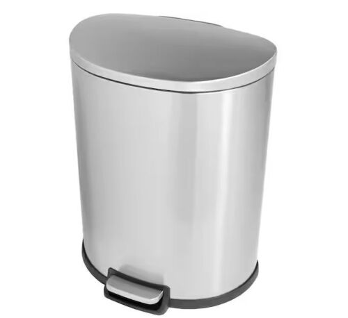 StyleWell 13 gal. Stainless Steel Step-On Trash Can D-Shaped