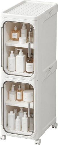 2 Tier Foldable Narrow Storage Cabinet