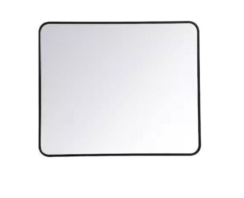 Timeless Home 30 in. W x 36 in. H x Modern Soft Corner Metal Rectangle Black Mirror