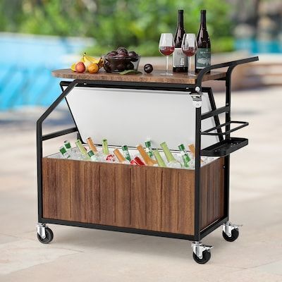 VINGLI 80 Quarts Rolling Patio Cooler/Ice Chest with Table