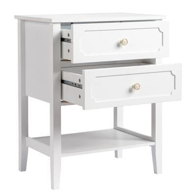 Solid Wood Nightstand with Two Drawers