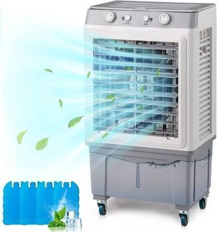 7.9Gal Evaporative Air Cooler, 2353CFM Portable Fan Swamp Cooler w/Knob Control, Oscillation, 3 Speeds