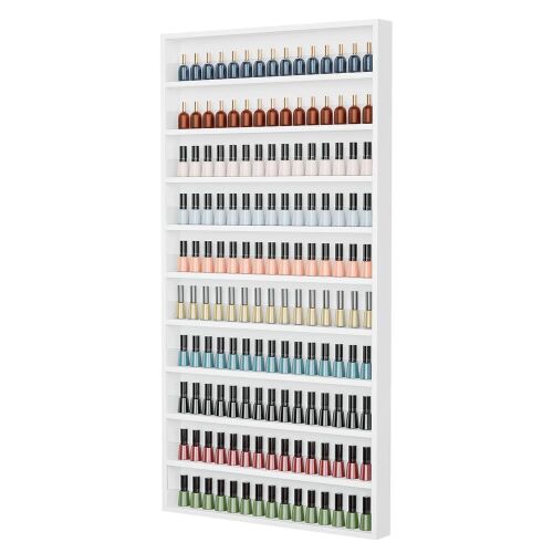 OmySalon 10 Layers Wall Mount Nail Polish Organizer Rack w/Acrylic Baffle