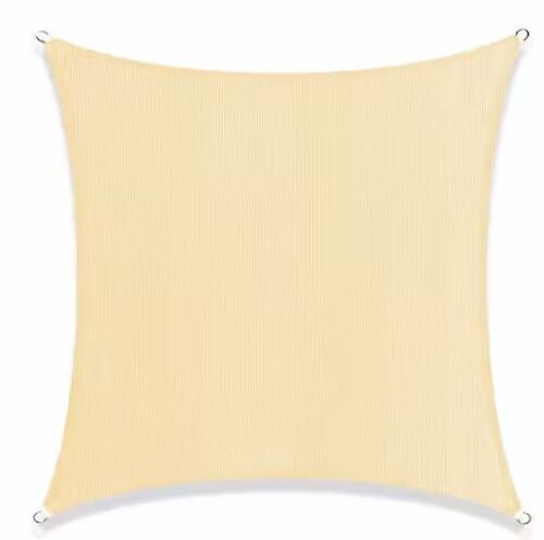 COLOURTREE 16 ft. x 16 ft. 190 GSM Beige Square Sun Shade Sail Screen Canopy, Outdoor Patio and Pergola Cover
