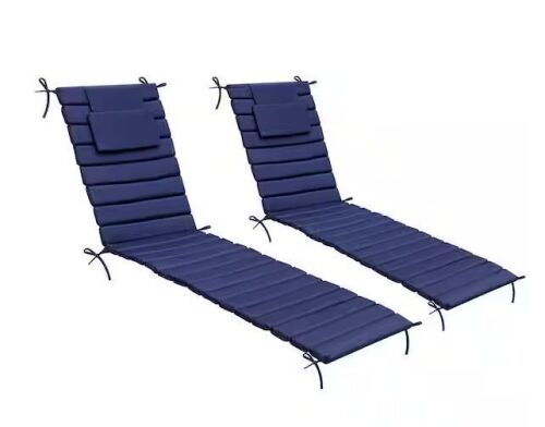 80 in. x 26 in. 2 Pieces Navy Blue Foldable Outdoor Chaise Lounge Cushion Replacement