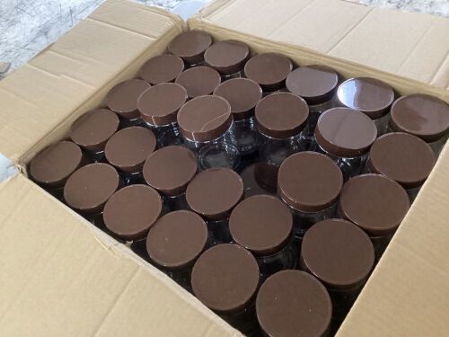 Small Plastic Jars with Brown Lids, 60ct