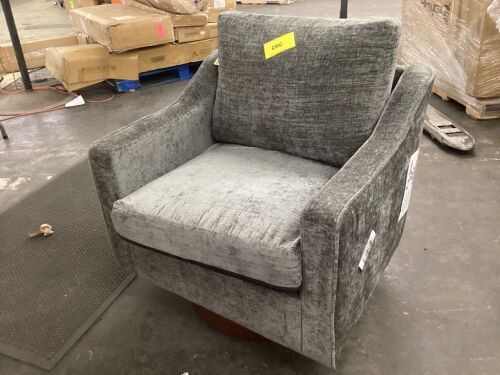 Gray Chenille Swivel Accent Chair