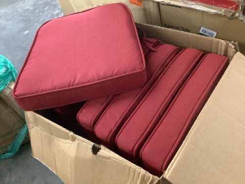 Lot of (6) Hampton Bay 20 in. W x 20 in. D CushionGuard Square Outdoor Patio Seat Pad Cushion in Chili