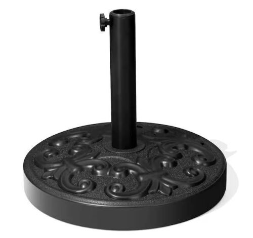 Crestlive Products 45 lbs. Round Cement Patio Umbrella Base with Adjustable Pole in Black