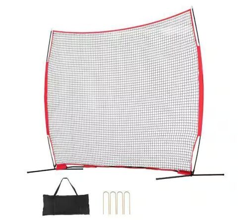 VEVOR Barricade Backstop Net, Portable Practice Equipment with Protection Screen, 12 ft. x 9 ft. Ball Sports Barrier Netting