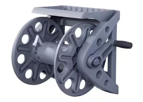 LIBERTY GARDEN 200 ft. Gray Resin With Shelf Wall Mounted Garden Hose Reel