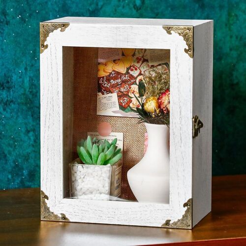 Shadow Box Frame Display Case, White, 8x10 Inch