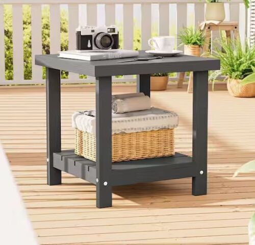 Gray Rectangular HDPE Outdoor Side Table