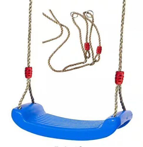 Outdoor Swing Seat Accessory for Kids Playground, Blue, Extra Thick Rope, Adjustable 55-71 Inches
