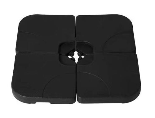 4-Piece HDPE Plastic Hanging Cantilever Offset Patio Umbrella Plate Set with Easy-Fill Spout for Cross Base Stand, Black