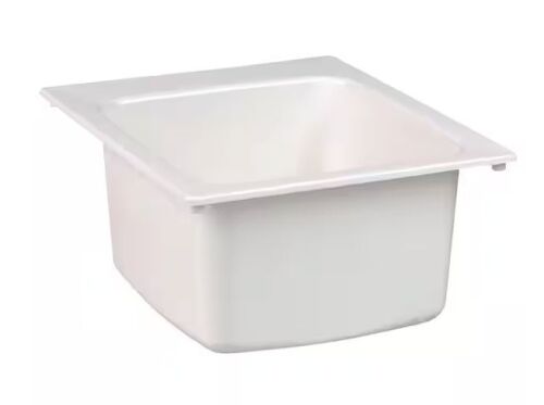 MUSTEE 17 in. x 20 in. Fiberglass Self-Rimming Utility Sink in White