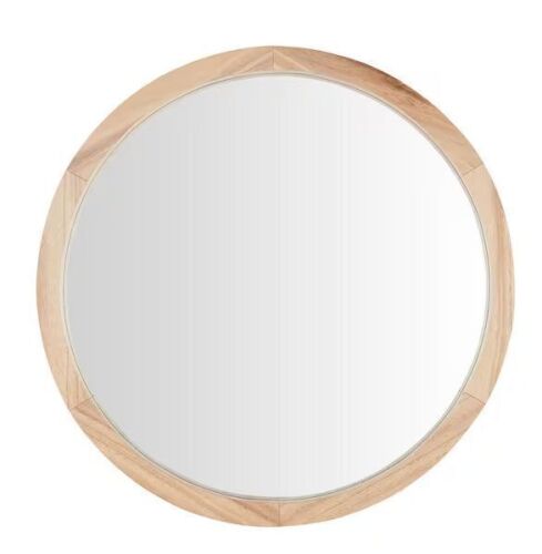 Home Decorators Collection Medium Round Brown Natural Wood Transitional Accent Mirror (24 in. Diameter)