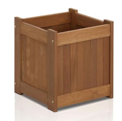 Furinno Tioman Natural Hardwood Flower Box, 17.7" x 15.4" x 15.4"