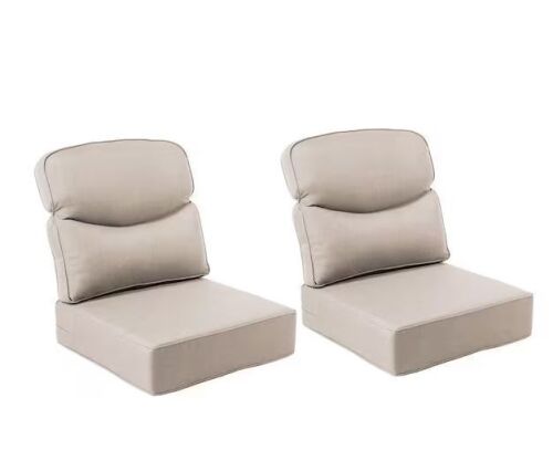 Crescent 24 in. x 24 in. x 6 in. 4-Piece Deep Seating Outdoor Lounge Chair Thick Cushion Set in Beige