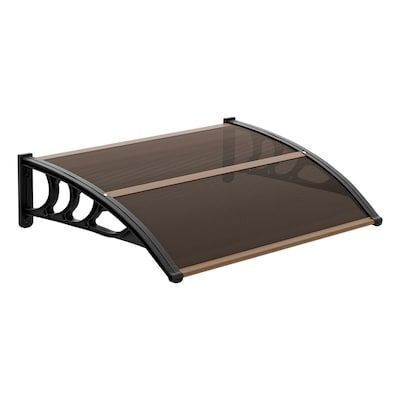 VINGLI 40-in W x 30-in D x 10-in H Polycarbonate Brown Board and Black Bracket Patio Door Awning