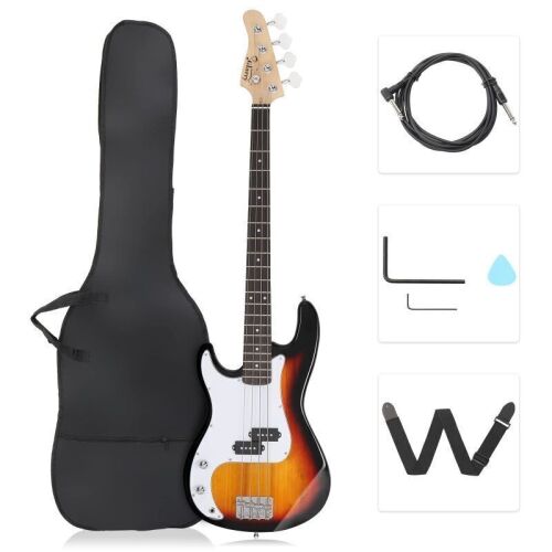 Glarry GP Left Handed Electric Bass Guitar Cord Wrench Tool Sunset