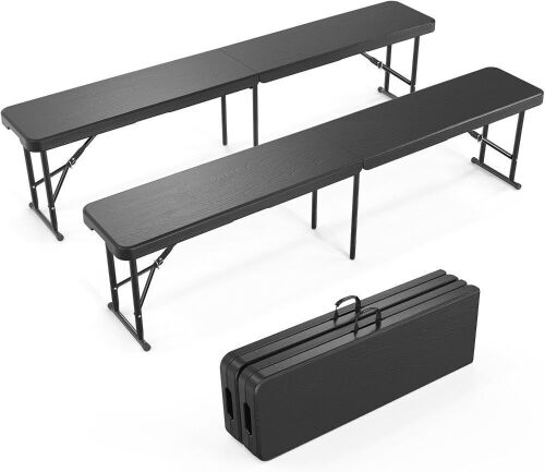 VINGLI 6 feet Plastic Folding Bench, 2 pack