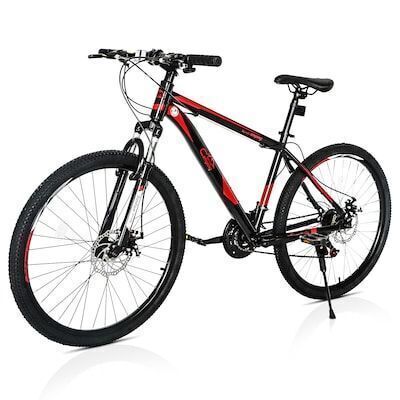 VINGLI 26in Mountain Bike 21 Speed, Carbon Steel with Double Disc Brake Front Suspension Anti-Slip Shock-Absorbing
