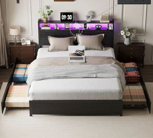 King Size Bed Frame with 4 Storage Drawers - Loose Hardware