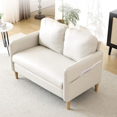VINGLI 47-in W Small Couch Loveseat PU Leather